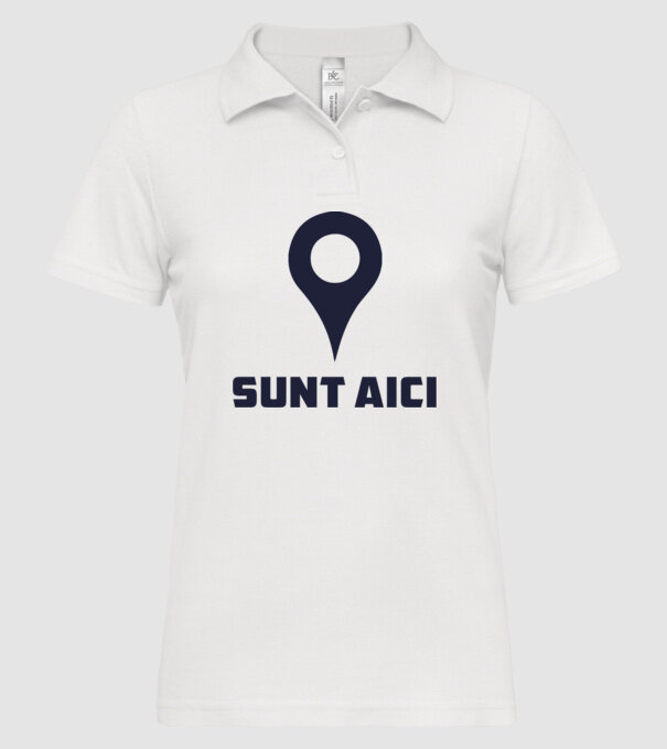 Sunt Aici model alb pe tricou