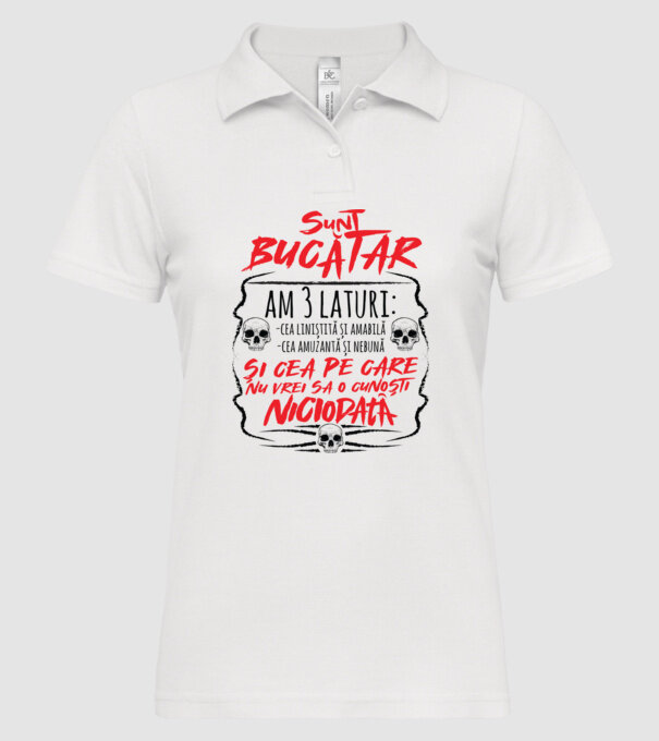 sunt bucătar am 3 laturi model alb pe tricou