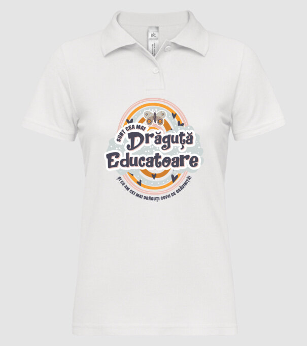 Sunt cea mai drăguță educatoare! model alb pe tricou