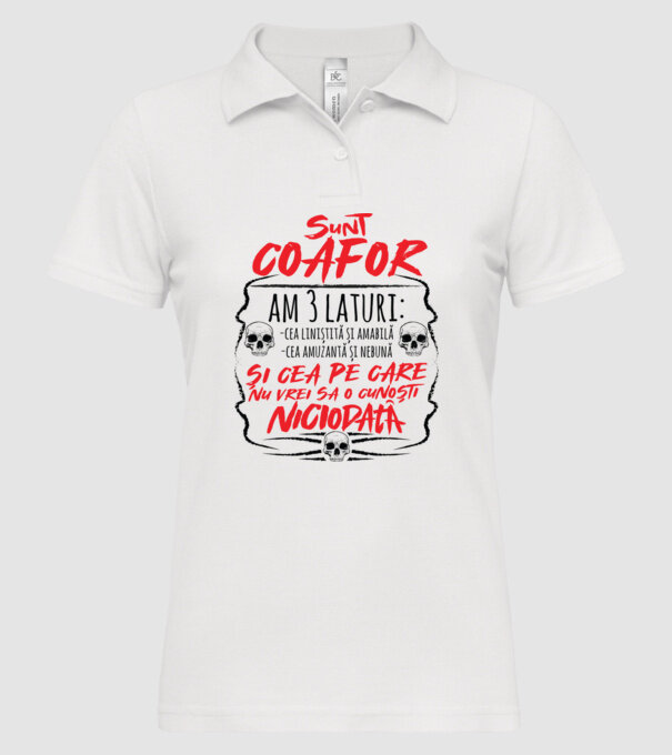 sunt coafor am 3 laturi model alb pe tricou