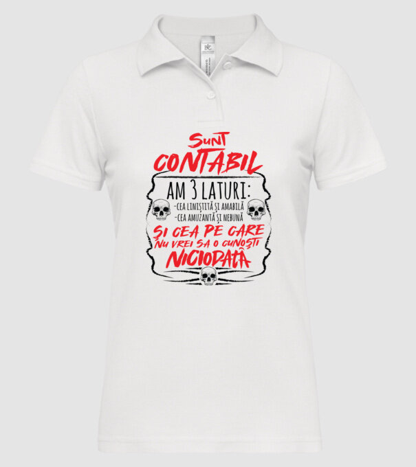 sunt contabil am 3 laturi model alb pe tricou