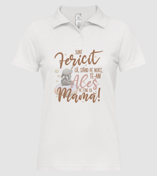 Sunt fericit că, stând pe nori, te-am ales pe tine ca mamă! model alb pe tricou