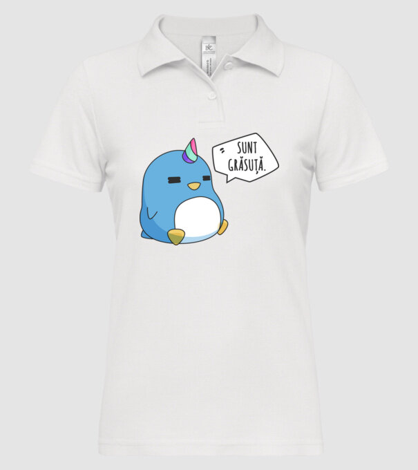 sunt grăsuță model alb pe tricou
