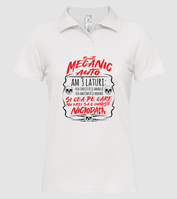 sunt mecanic auto am 3 laturi model alb pe tricou