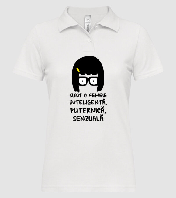 sunt o femeie inteligentă, puternică, senzuală model alb pe tricou