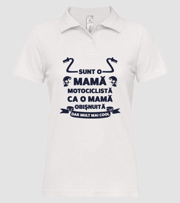 sunt o mamă motociclistă, ca o mamă obișnuită, dar mult mai cool model alb pe tricou