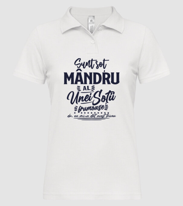 Sunt soț mândru al unei soții frumoase - da, ea mi-a dat acest tricou model alb pe tricou