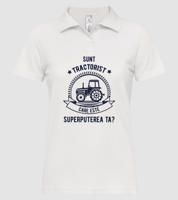Sunt tractorist, care este superputerea ta? model alb pe tricou