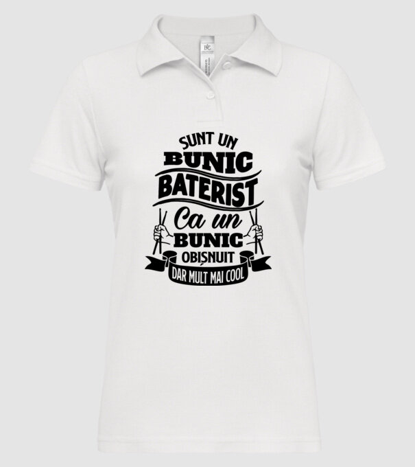 Sunt un bunic baterist, ca un bunic obișnuit, dar mult mai cool model alb pe tricou