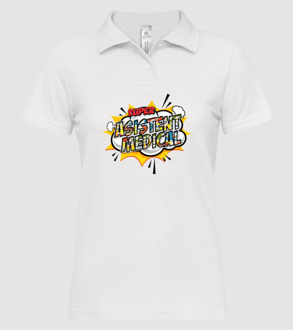 Super Asistent medical model alb pe tricou