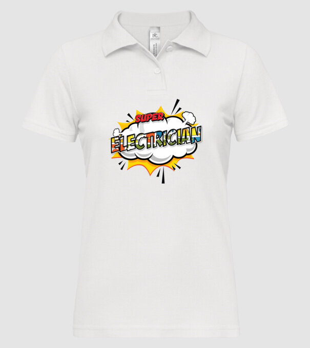 Super Electrician model alb pe tricou