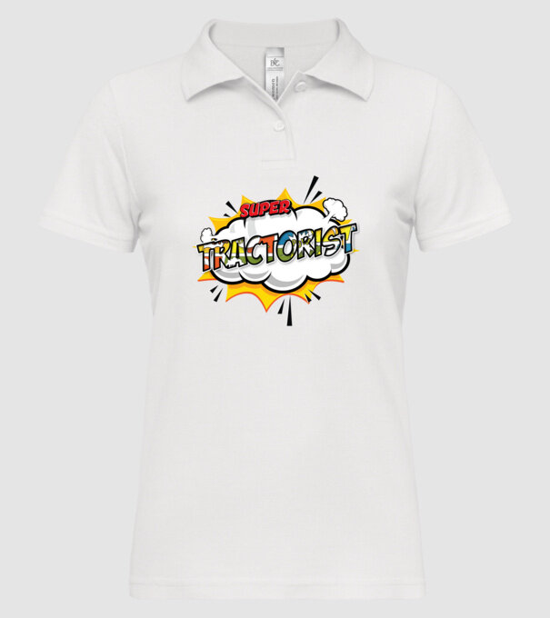 Super Tractorist model alb pe tricou
