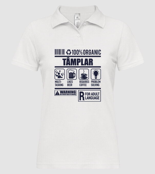TÂMPLAR model alb pe tricou