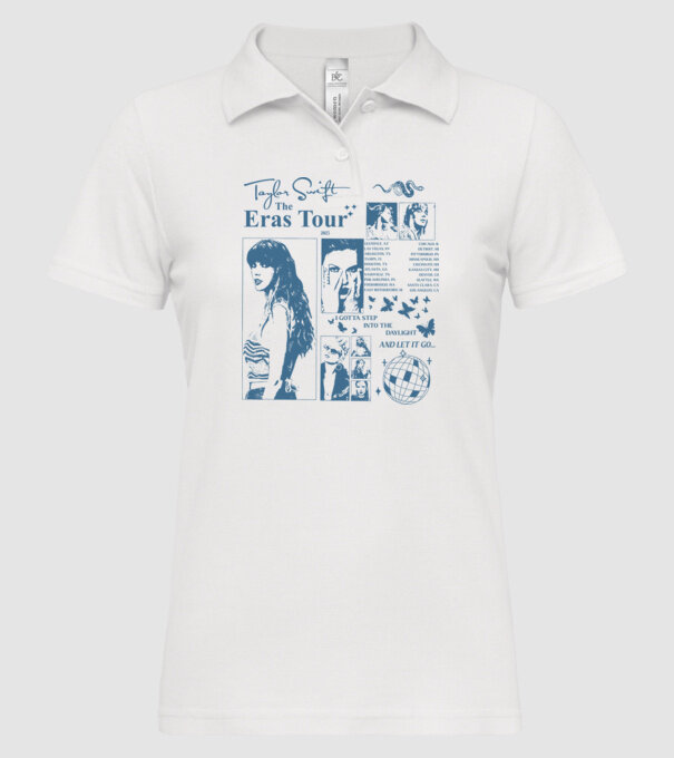 Taylor Swift ERAS print blue model alb pe tricou