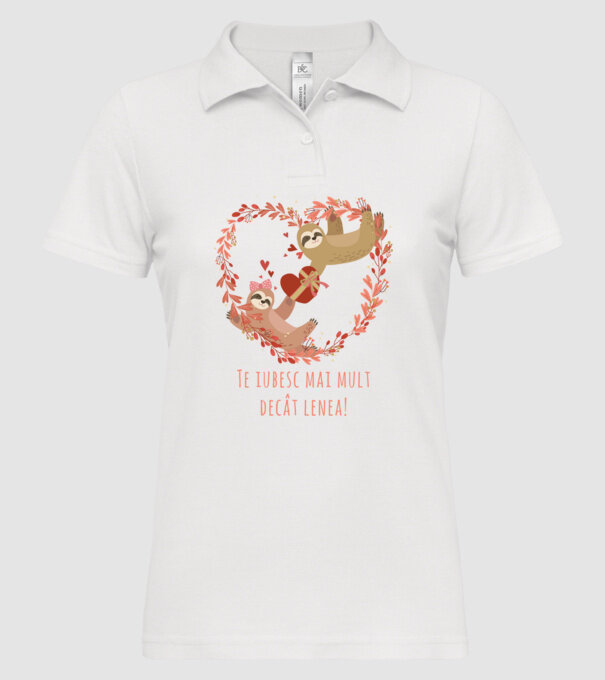 Te iubesc mai mult decât lenea model alb pe tricou