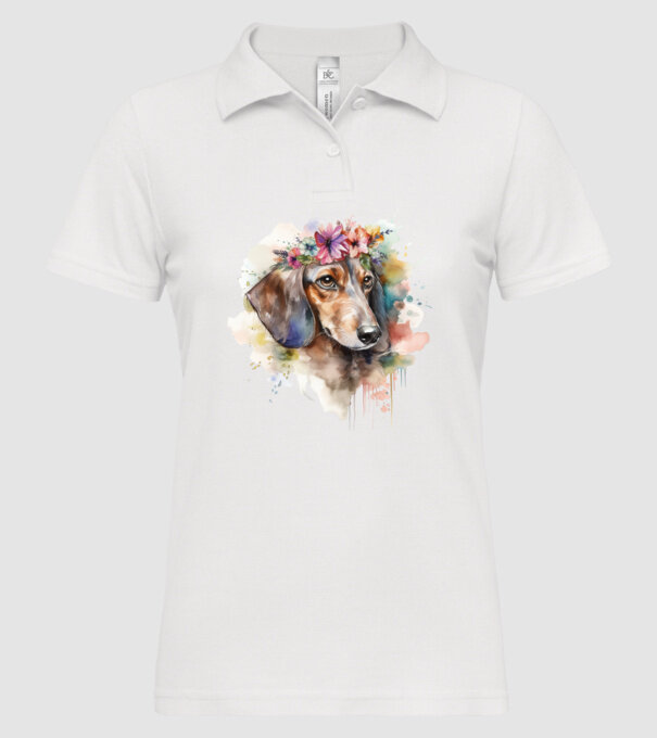 Teckel model alb pe tricou