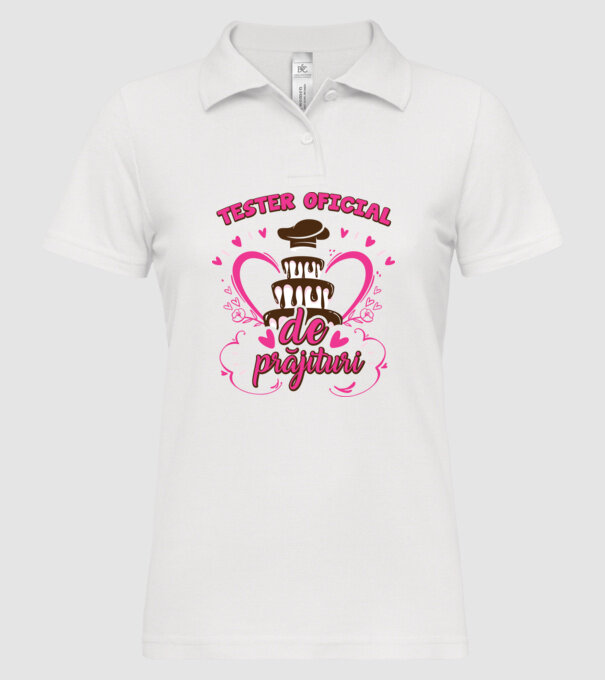 tester oficial de prăjituri model alb pe tricou