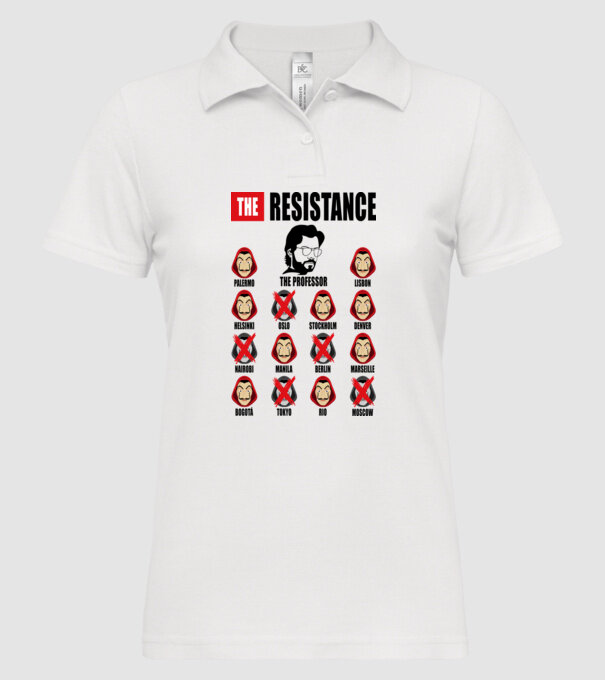 the resistance la casa de papel white model alb pe tricou