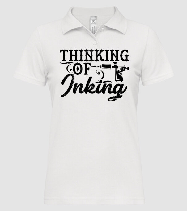 Thinking of inking model alb pe tricou