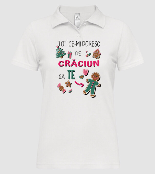 Tot ce-mi doresc de Crăciun să TE om alb model alb pe tricou