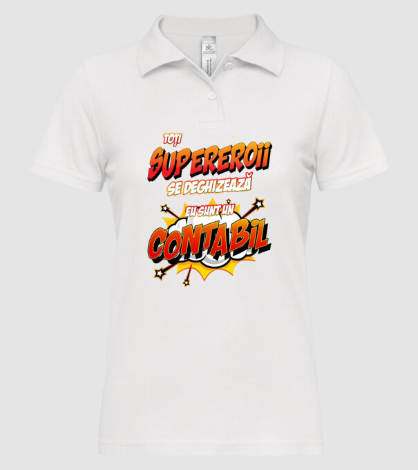 Toți supereroii se deghizează, eu sunt un contabil model alb pe tricou