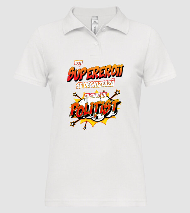 Toți supereroii se deghizează, eu sunt un polițist model alb pe tricou