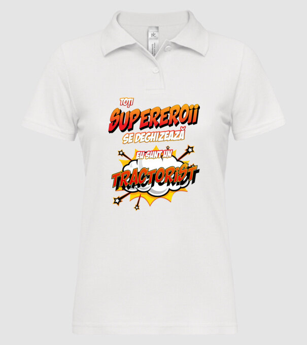 Toți supereroii se deghizează, eu sunt un tractorist model alb pe tricou