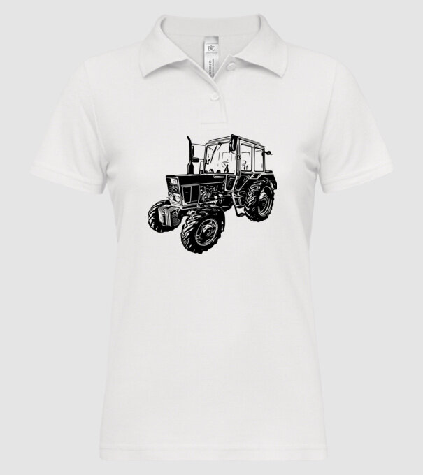 TRACTOR model alb pe tricou