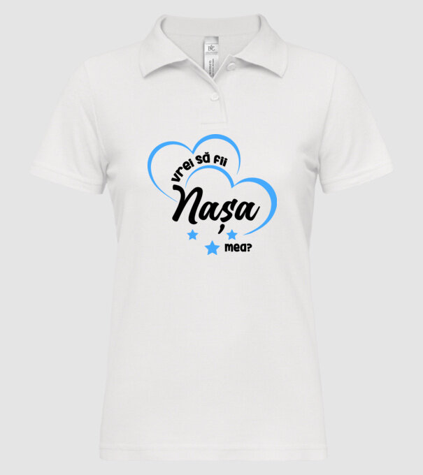 Vrei să fii nașa mea? model alb pe tricou