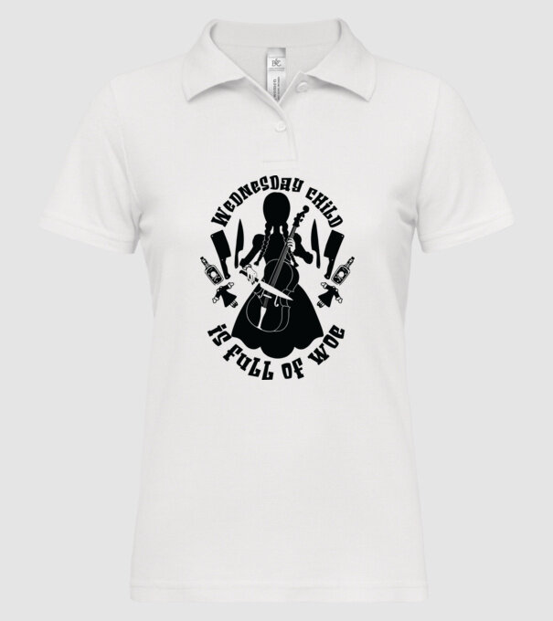 Wednesday child is full of woe model alb pe tricou