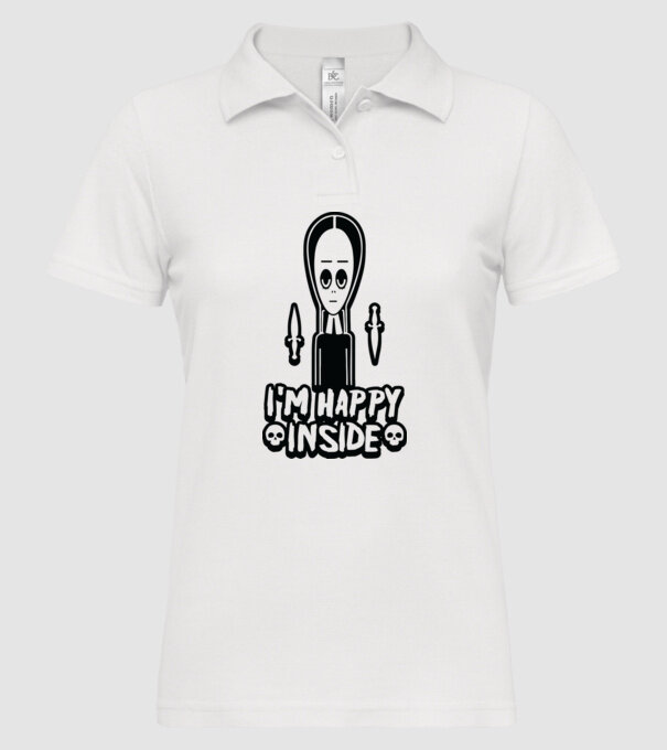 WEDNESDAY Happy inside model alb pe tricou