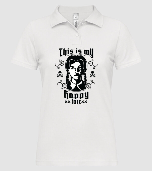 WEDNESDAY This is my happy face model alb pe tricou