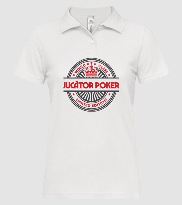 jucător poker model alb pe tricou