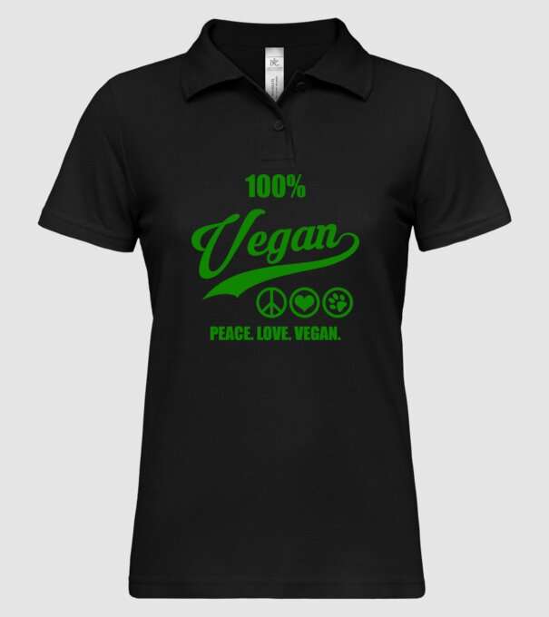 100% vegan model negru pe tricou