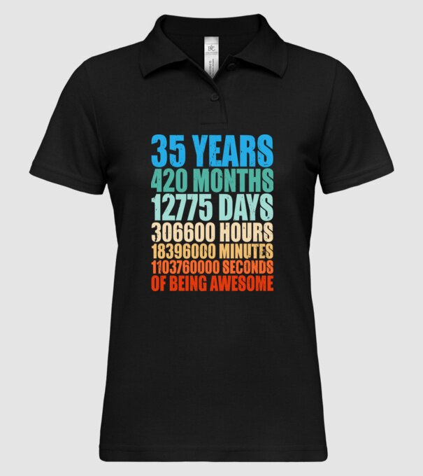 35 years of being awesome model negru pe tricou