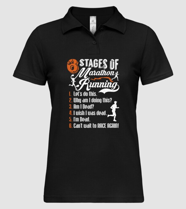 6 stages of marathon model negru pe tricou