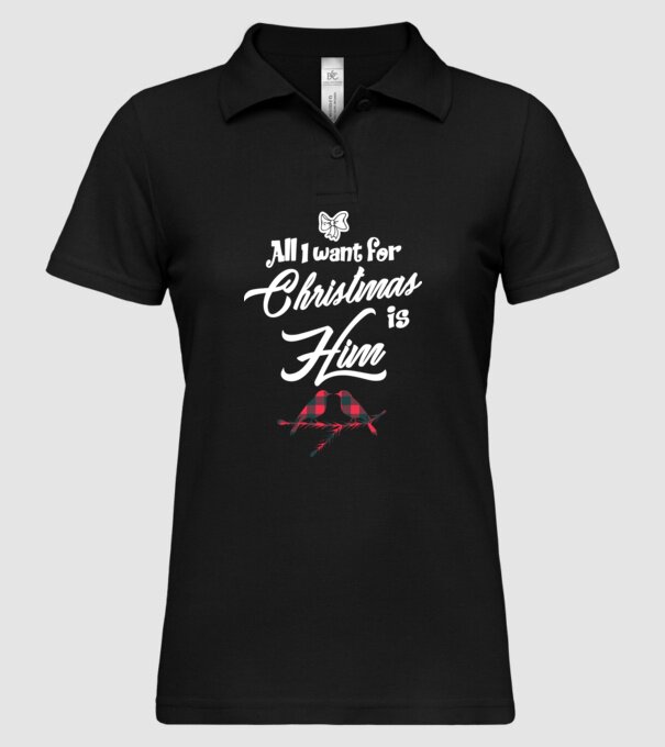All i want for Christmas is Him model negru pe tricou