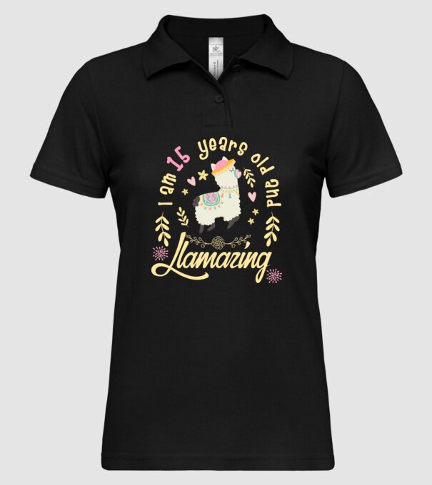 Birthday Llamazing 15 years old model negru pe tricou