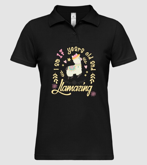 Birthday Llamazing 17 years old model negru pe tricou