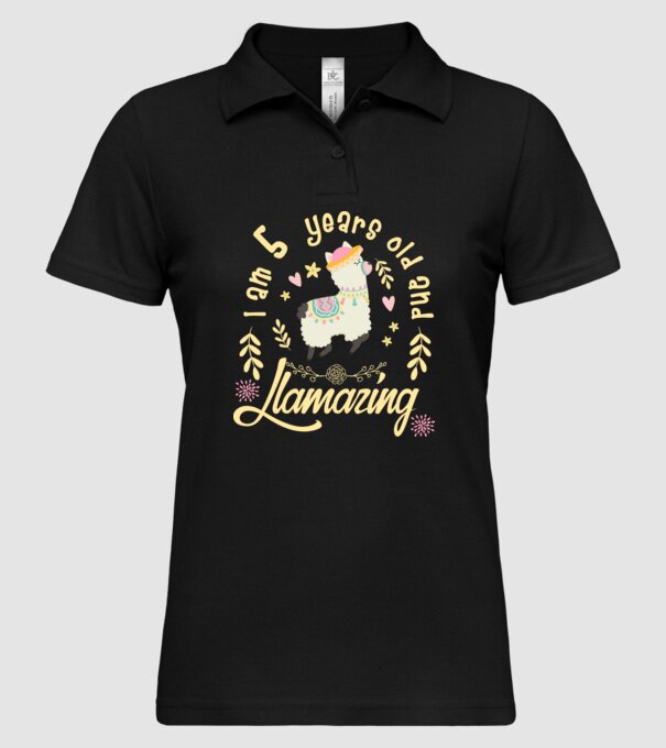 Birthday Llamazing 5 years old model negru pe tricou