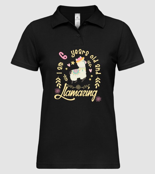 Birthday Llamazing 6 years old model negru pe tricou