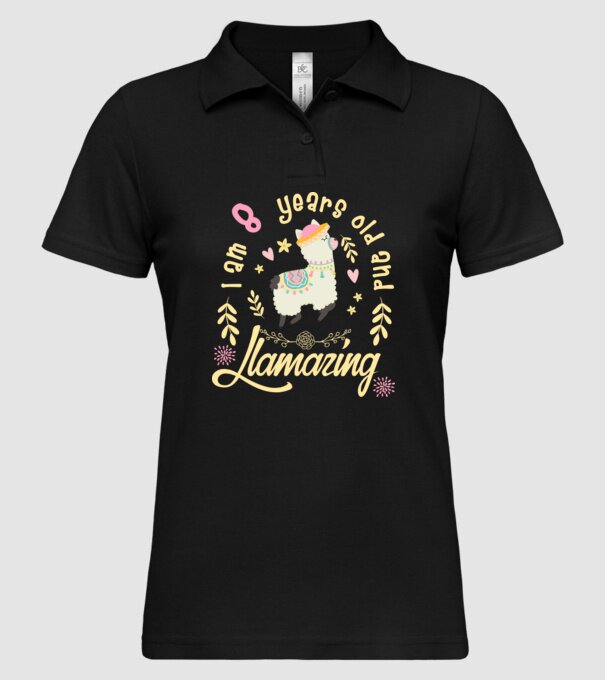 Birthday Llamazing 8 years old model negru pe tricou