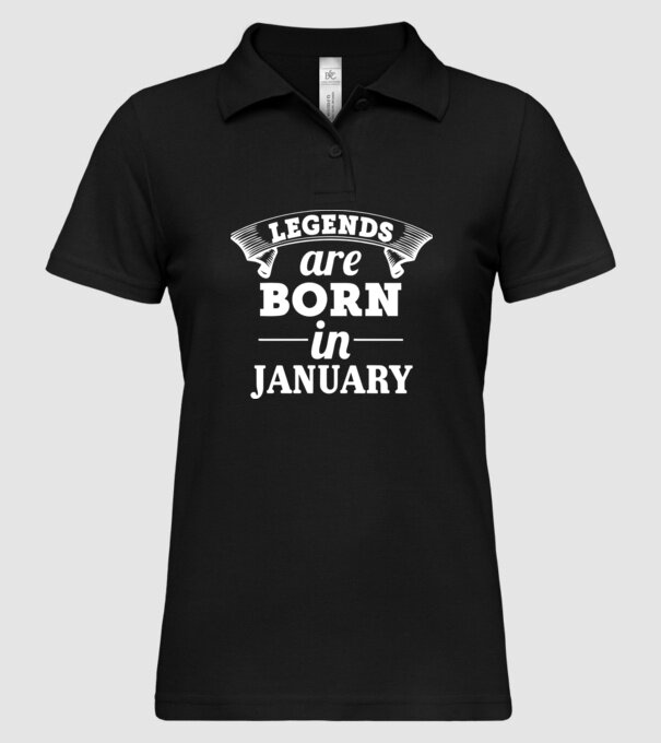 Legends are born in January model negru pe tricou