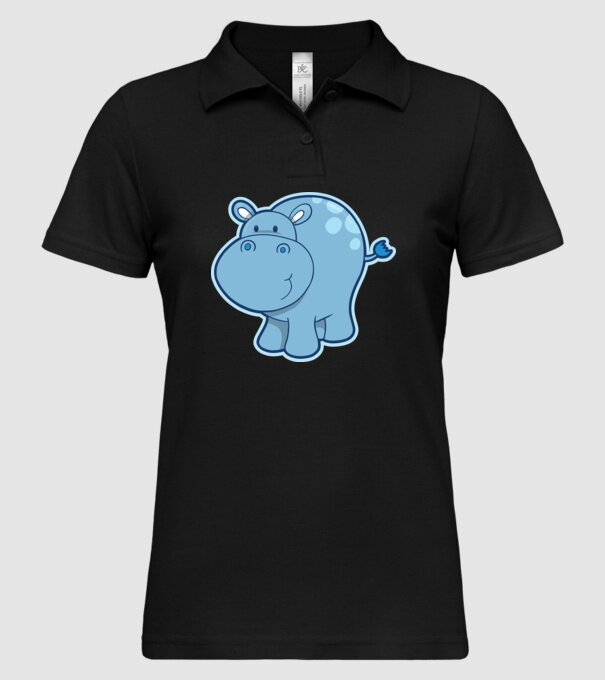 Cartoon hippo model negru pe tricou