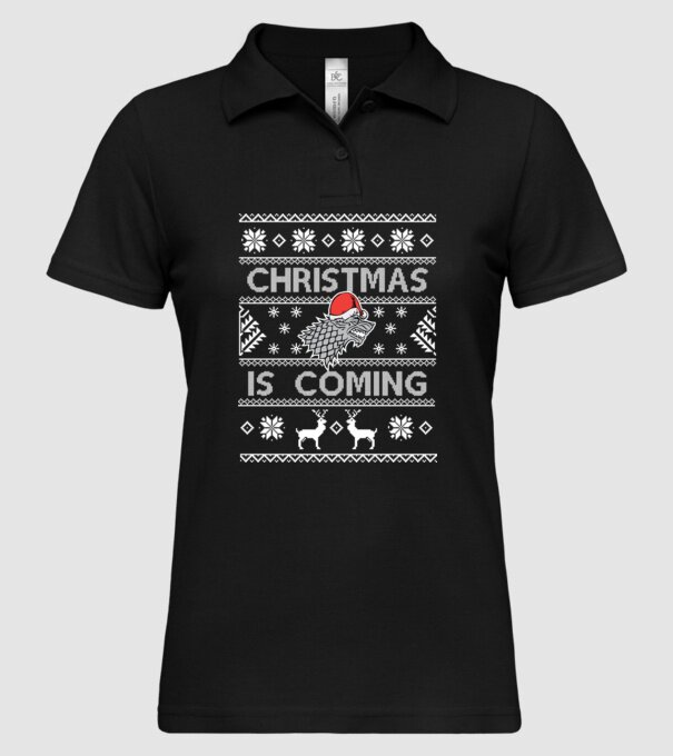 Christmas is Coming ugly sweater Game of Thrones model negru pe tricou