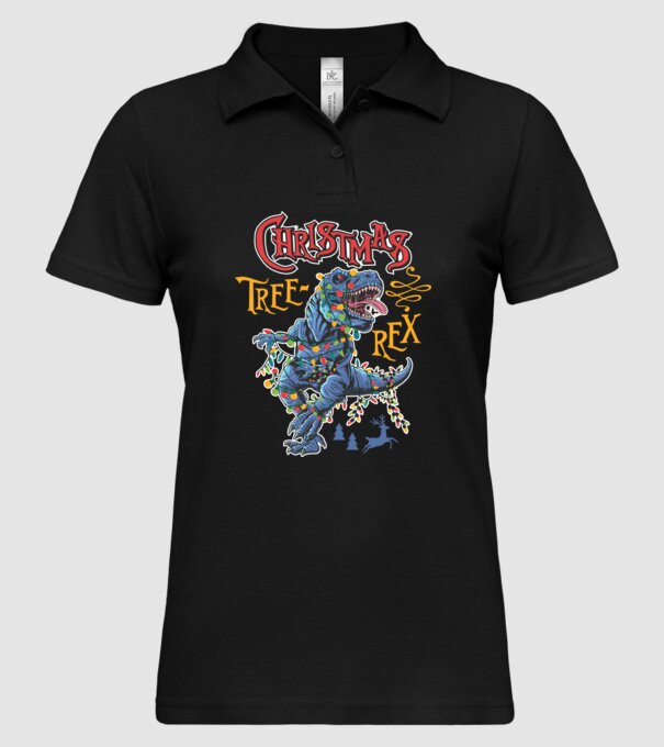 Christmas tree rex model negru pe tricou