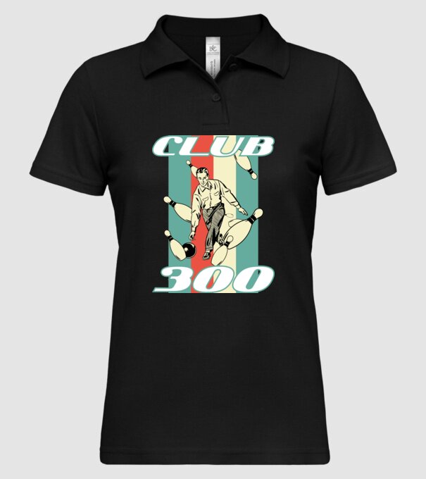 club300 model negru pe tricou