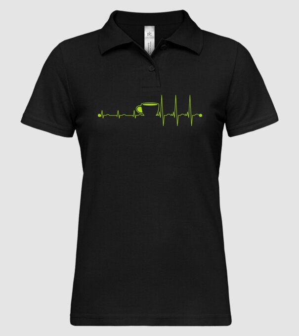 Coffee heartbeat model negru pe tricou