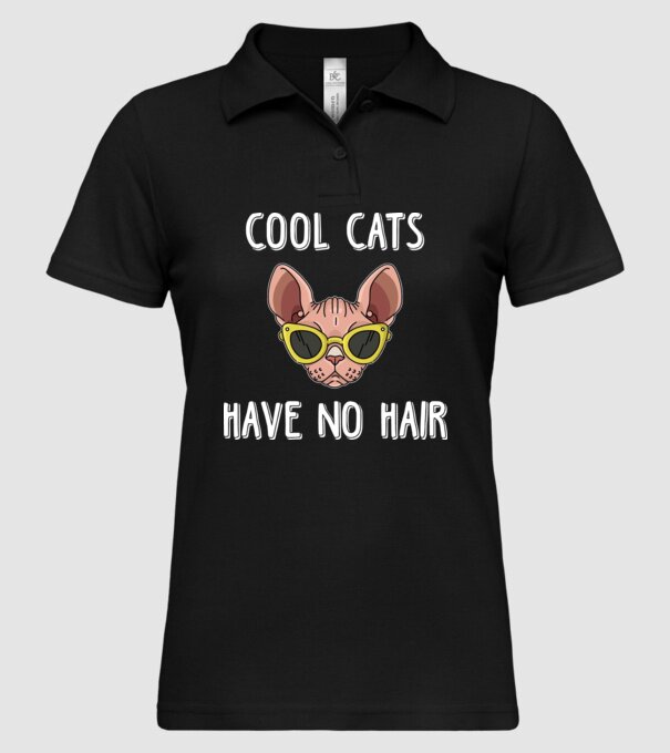 cool cats have no hair model negru pe tricou