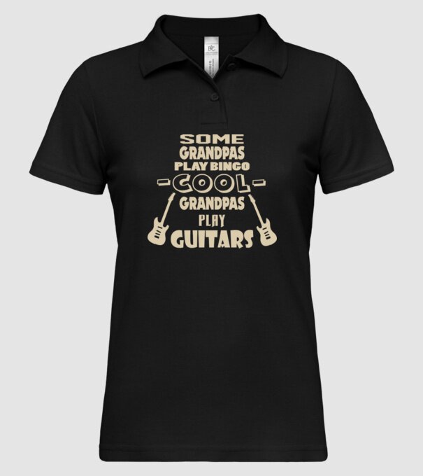 Cool grandpas play guitar model negru pe tricou